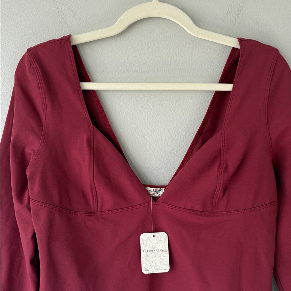 Free People Intimately Duo Corset Long Sleeve Top Earth Red - Picture 4 of 7